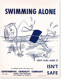 Classic Swimming Alone Safety Sign