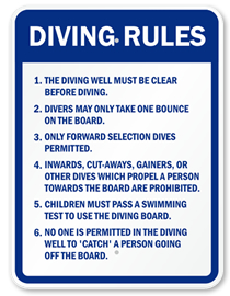 New Diving Rules Safety Sign