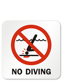 Simple Scary No Diving Safety Sign