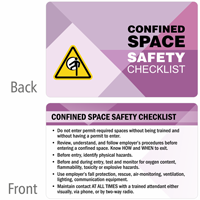 Confined Space Safety Checklist Heavy-Duty Safety Wallet Card