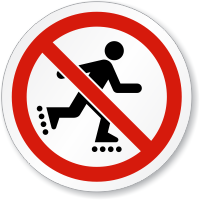 No Rollerblading ISO Prohibition Sign