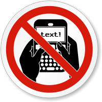 No Texting Symbol ISO Prohibition Circular Sign