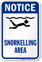 Notice Snorkeling Area Water Safety Sign