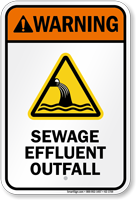 Warning Sewage Effluent Outfall Water Safety Sign