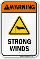 Warning Strong Winds Water Safety Sign
