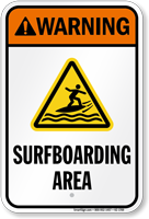 Warning Surfboarding Area Water Safety Sign