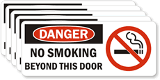 Danger: No Smoking Beyond Door Sign