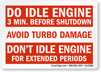 Do Idle Engine 3 Min. Before Shutdown Label