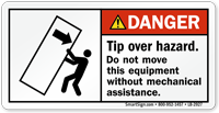 Tip Over Hazard, Use Mechanical Assistance Label