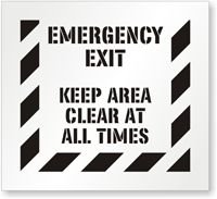 Emergency Exit Keep Area Clear At All Times Stencil