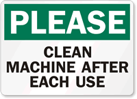 Please Clean Machine After Use Signs Housekeeping Labels Pictures