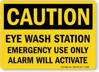 Caution Eye Wash Station Sign