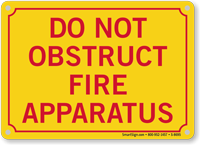 Do Not Obstruct Fire Apparatus Sprinkler Sign