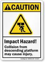 Impact Hazard May Cause Serious Injury ANSI Caution Sign