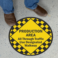 Production Area, Traffic Use Designated Walkways Sign