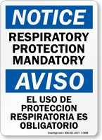 Respiratory Protection Mandatory Bilingual Notice Sign