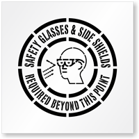 Safety Glasses & Side Shields Required Floor Stencil