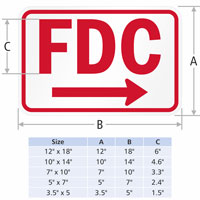 FDC sign with right arrow