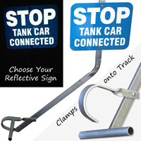 STOP Tank Car Connected Railroad Clamp Signs