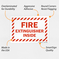 Fire extinguisher storage label