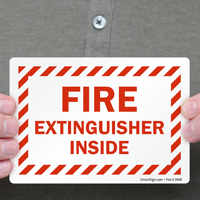 Identification label for fire extinguisher inside