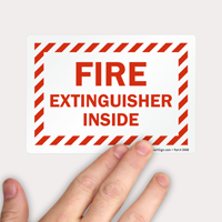 Fire extinguisher inside - safety labeling