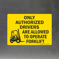 Forklift access label: Authorized drivers only
