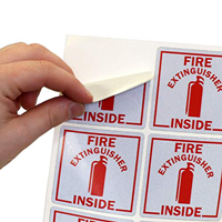 Emergency fire extinguisher location labels