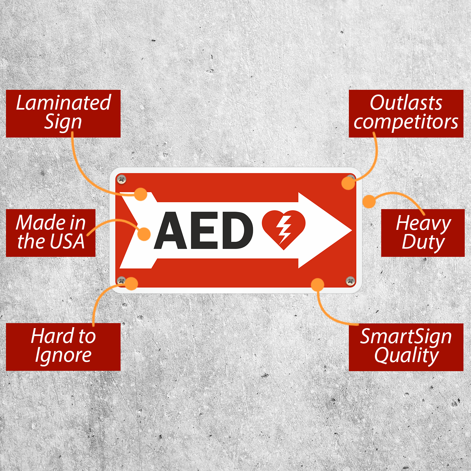 Right arrow label for AED location