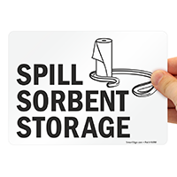 Hazard spill sorbent storage safety sign