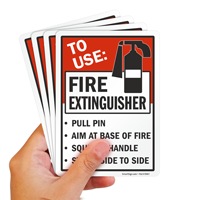 Safety signs: Fire extinguisher instructions sign