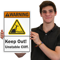 Caution: Unstable Cliff Signage