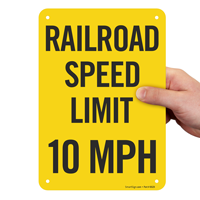 Railroad speed limit 10 MPH sign
