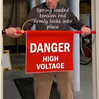 Danger High Voltage door barricade sign