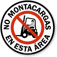 Floor Signage in Spanish No Forklifts Allowed