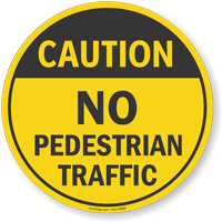 Caution pedestrian traffic slip-safe floor sign