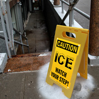 Caution - ICE, Watch Your Step Floor Sign