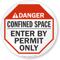 Confined Space Enter By Permit Only ANSI Danger Sign