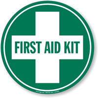 First Aid Kit Circular Floor Sign