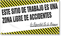 Spanish This Job-Site is a No-Accident Zone, Safety Comes First Banner
