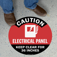 CAUTION - Electrical Panel, Circle Floor Sign (Red)
