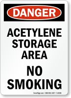 Danger Acetylene Storage Area Sign