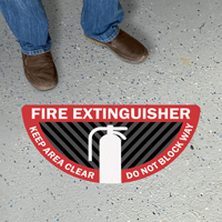 Fire Extinguisher - Keep Area Clear, Do Not Block Way, Semi-Circle