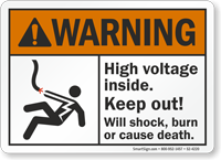 High Voltage Inside Keep Out ANSI Warning Sign