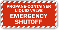 Propane-Container Liquid Valve Emergency Shutoff Sign
