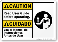 Read User Guide Before Operating Sign