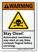 Stay Clear Automated Machinery Starts Any time Sign