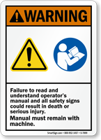 Failure To Read Operator's Manual, Result Death Sign