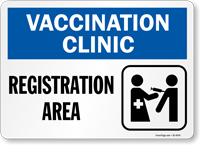 Vaccination Clinic Registration Area Sign