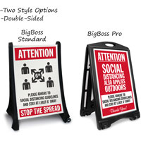 Sidewalk Sign Attention Practice Social Distancing Outdoors